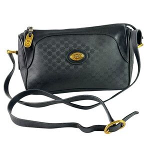 GUCCI Black Supreme GG Canvas Leather Trim Crossbody Bag Made in Italy